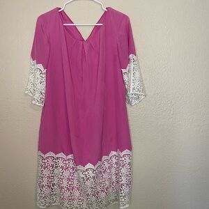 Gianni Bini Pink and White Lace Dress